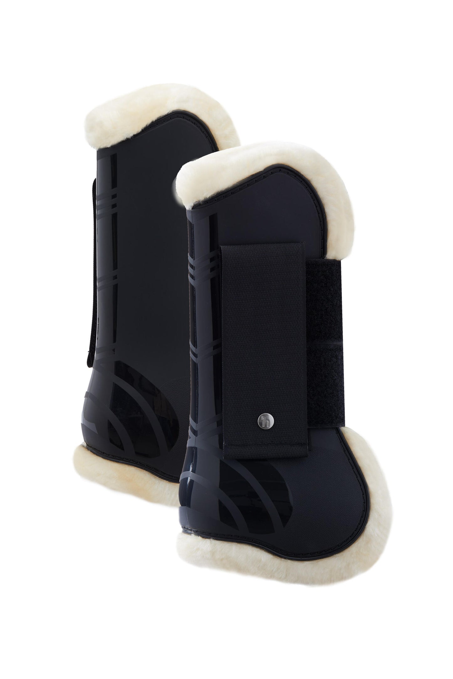 Horze ochraniacze Caliber Tendon ze sztucznym futrem Black 24h