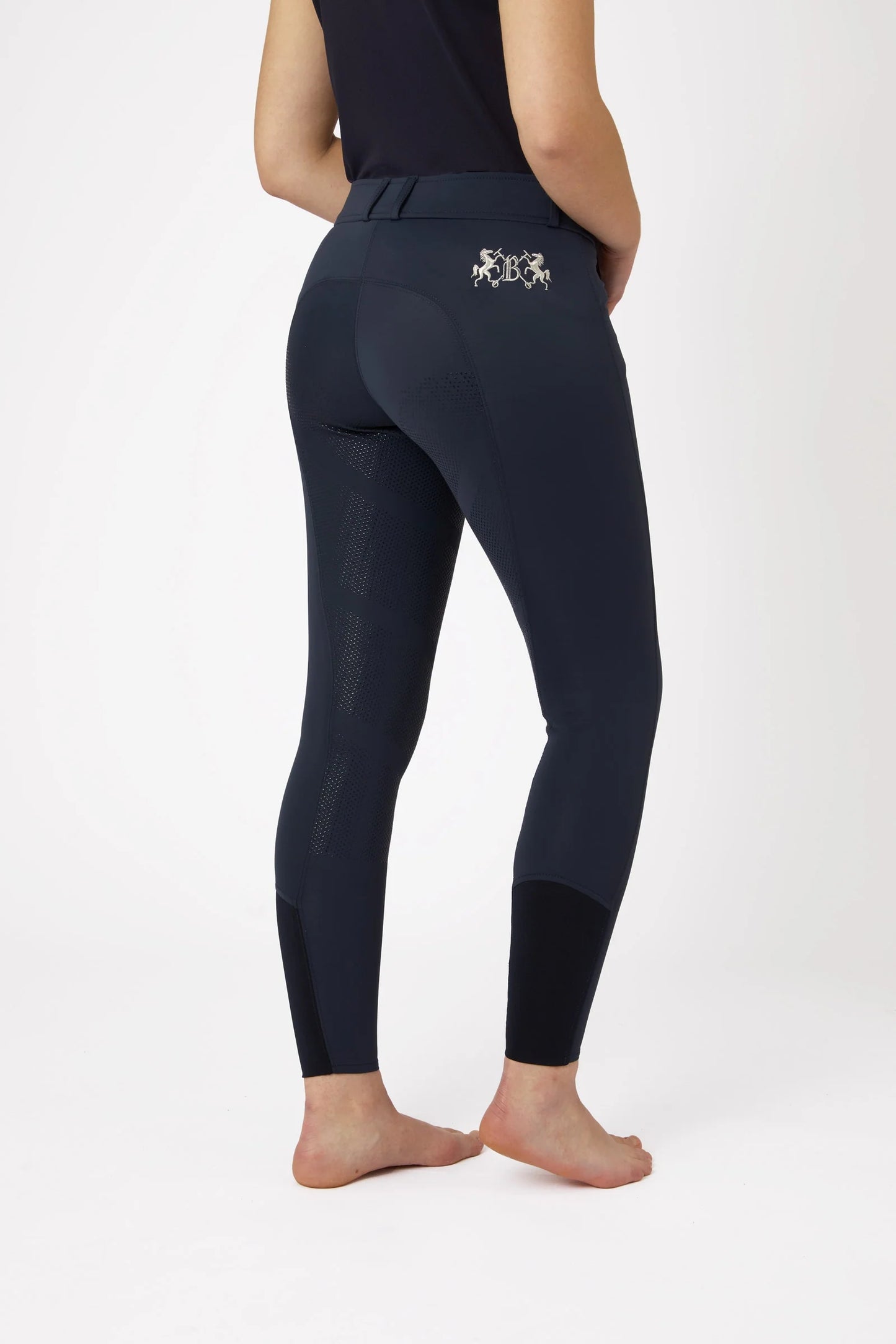 Horze Meghan bryczesy damskie z pełnym lejem silikonowym, granatowe