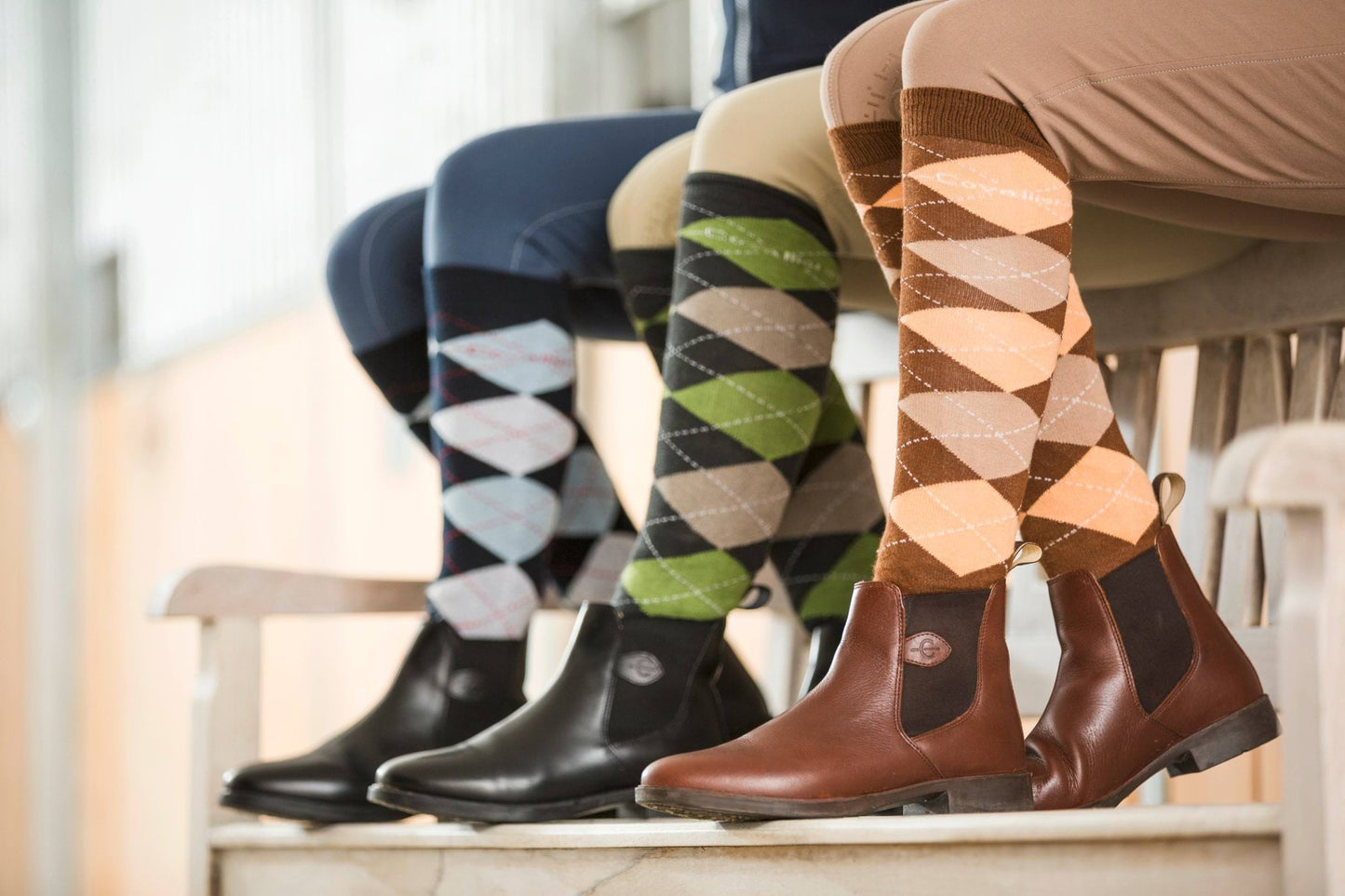 Covalliero podkolanówki jeździeckie Brescia, granatowy/błękitny, karo