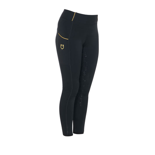 Equestro legginsy jeździeckie dziecięce Slim Fit Grip Black 24h