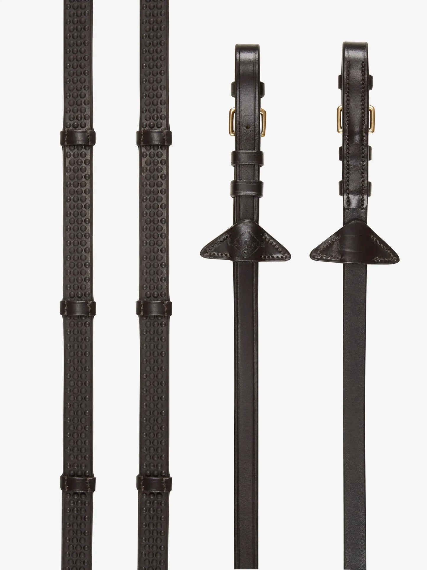 LeMieux wodze gumowe ze stoperami "Soft", ciemny brąz/złoty