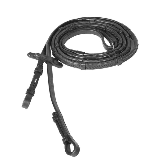 Horze wodze gumowe Soft Grip ze stoperami, czarne 24h