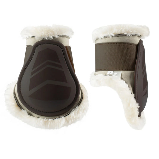 Horze ochraniacze tylne Caliber z futrem, brązowe 24h