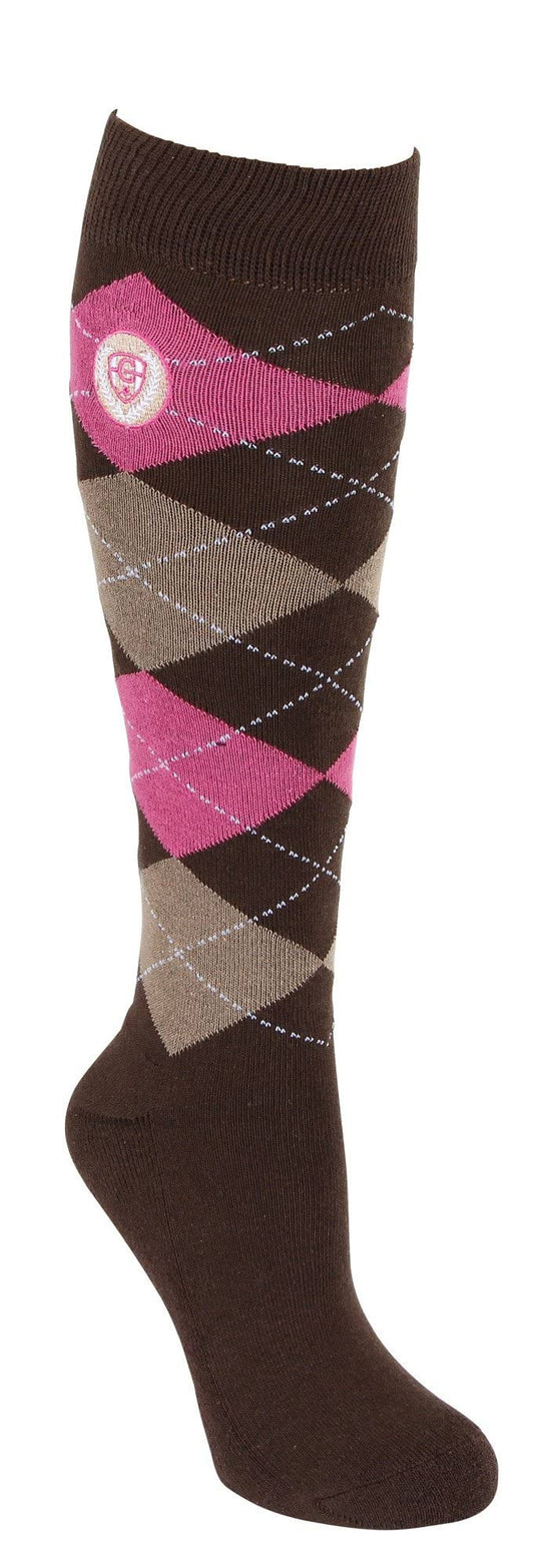 Covalliero podkolanówki jeździeckie Brescia, brązowy/różowy, karo