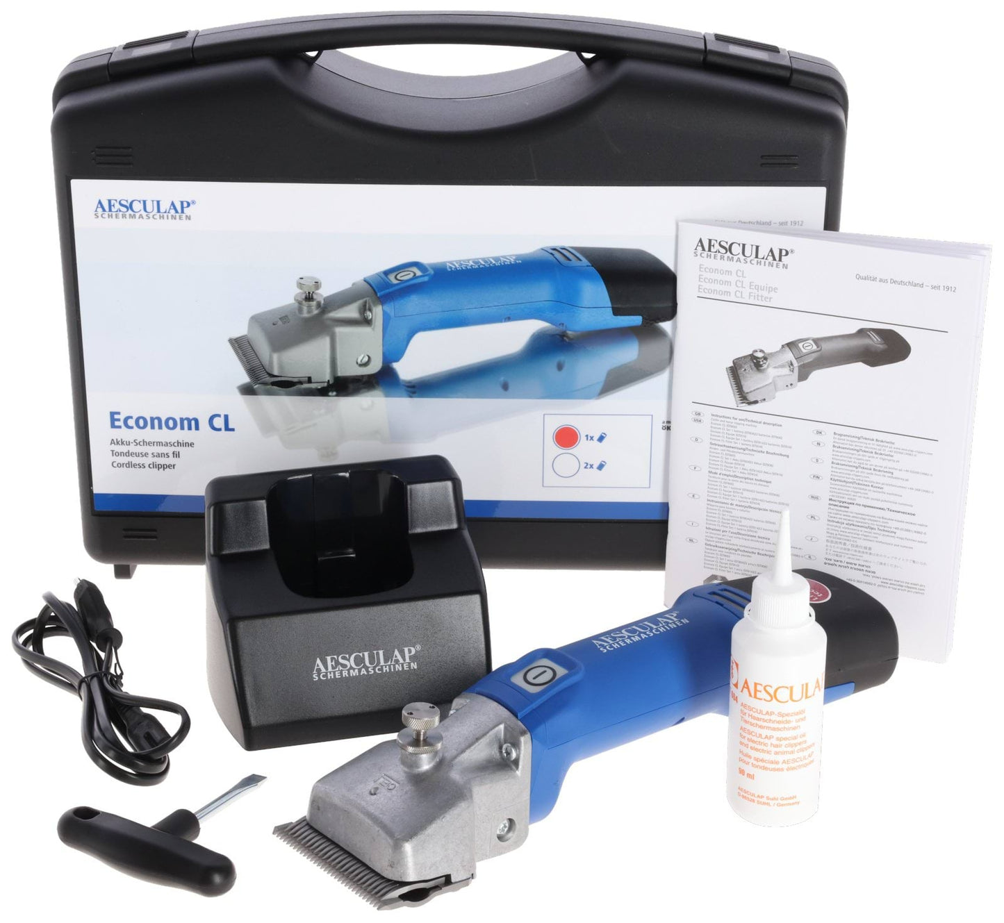Aesculap maszynka do strzyżenia koni i bydła Econom CL, 1 akumulator, niebieski