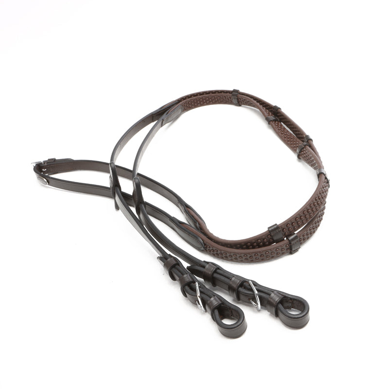 Kavalkade wodze gumowe ze stoperami "Grip" 16mm, brązowe 24h