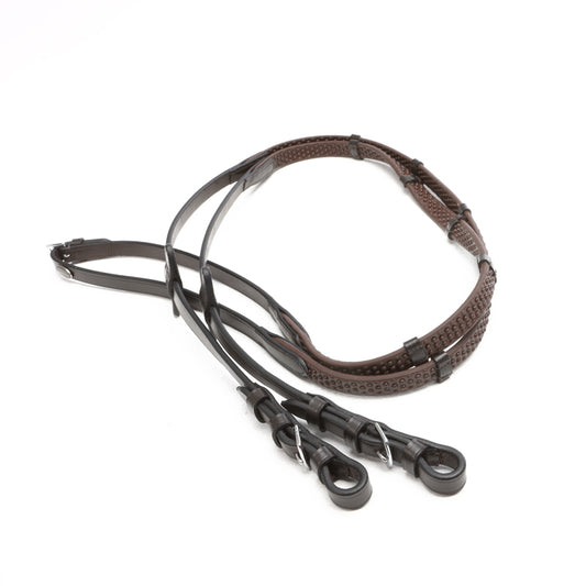 Kavalkade wodze gumowe ze stoperami "Grip" 16mm, brązowe 24h