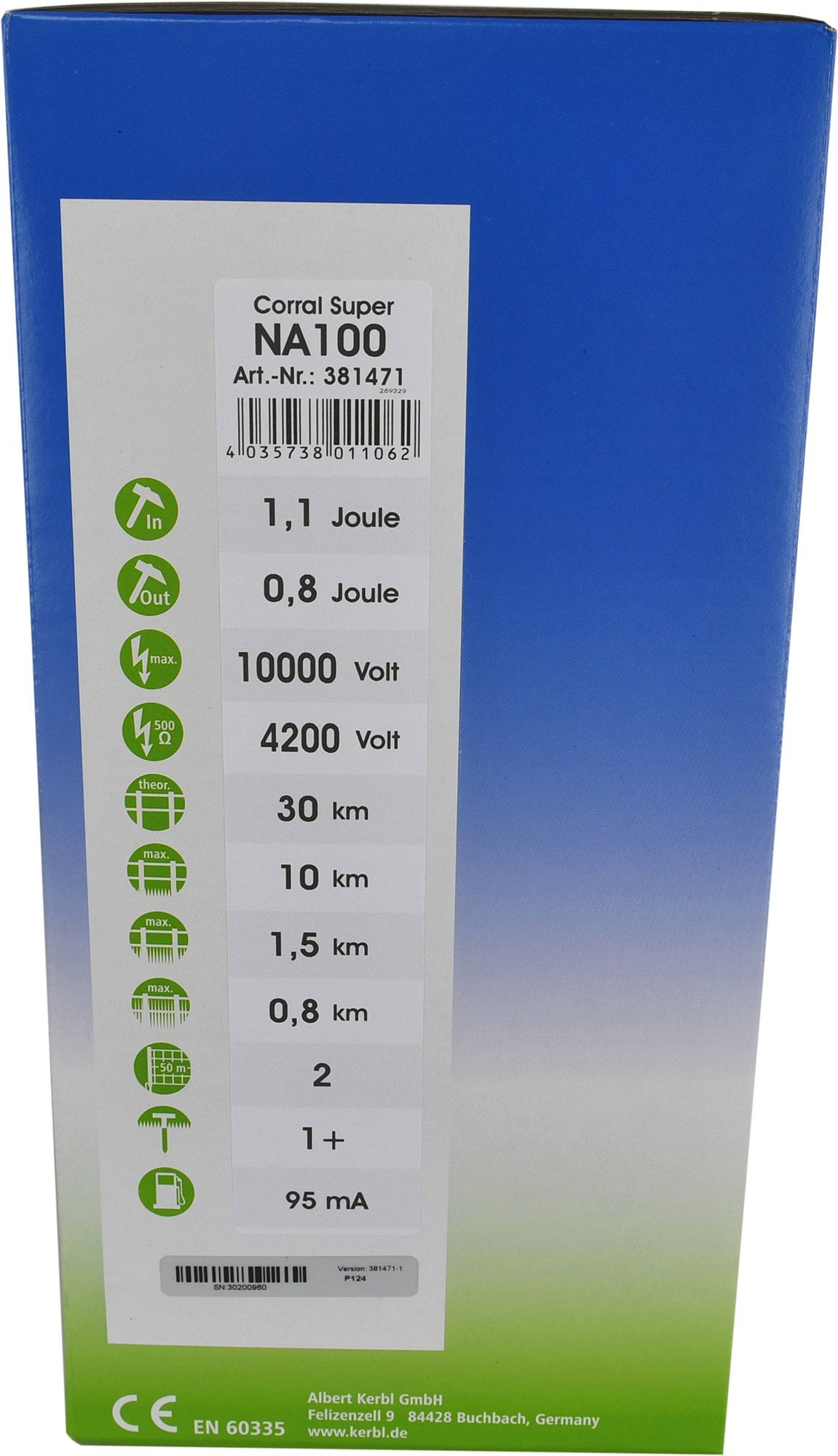 Kerbl elektryzator uniwersalny Corral NA 100 DUO, dla koni, bydła i małych zwierząt, 1,5 J