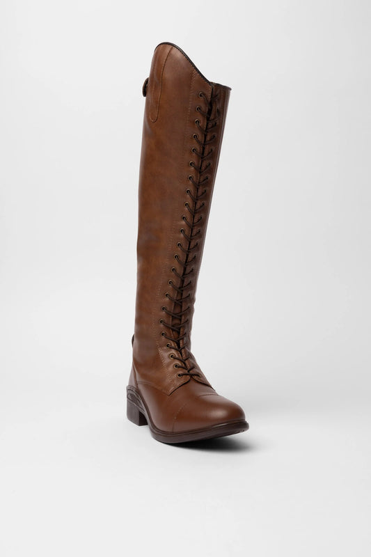 Horze sznurowane oficerki damskie, jasny brąz