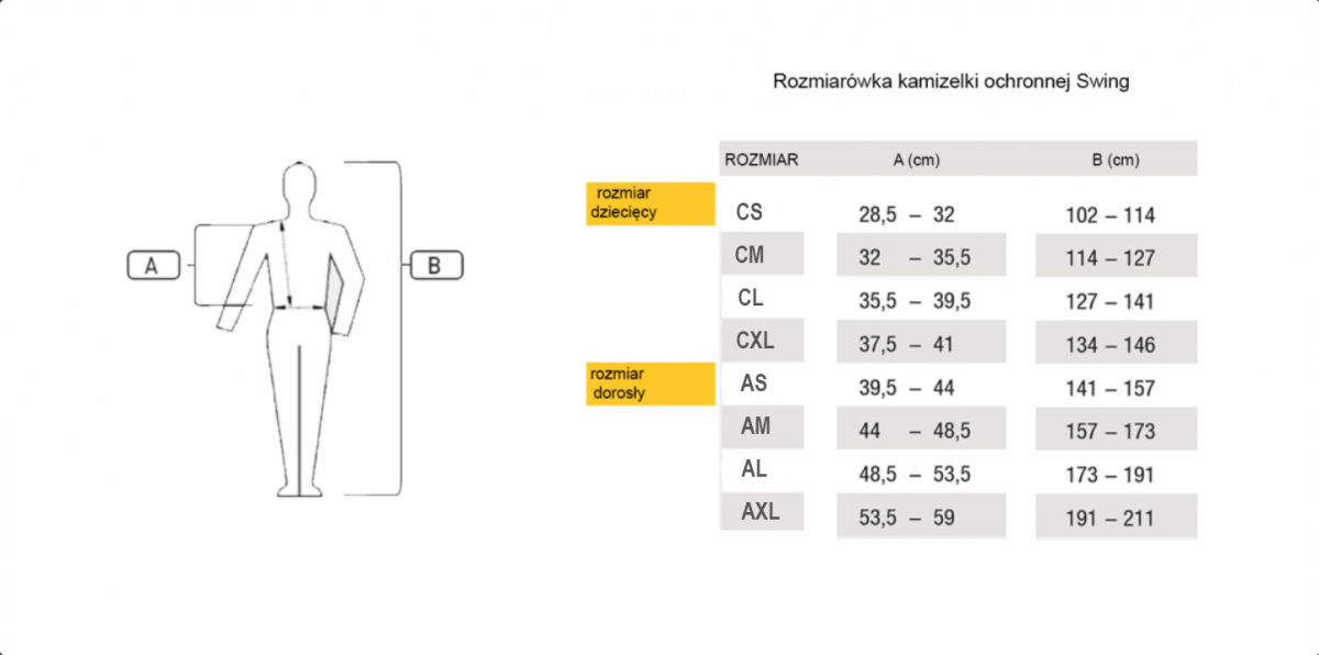 Swing P06 kamizelka ochronna na plecy dla dorosłych 24h