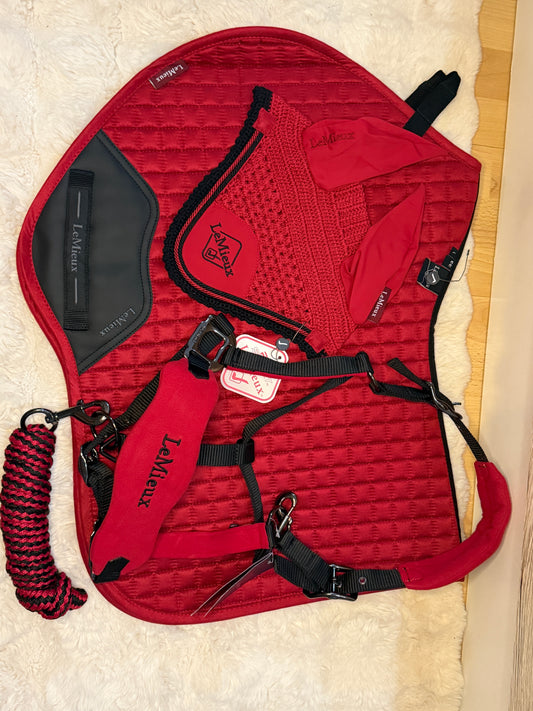 Zestaw promocyjny: LeMieux czaprak, nauszniki, kantar i uwiąz, Chilli 24h