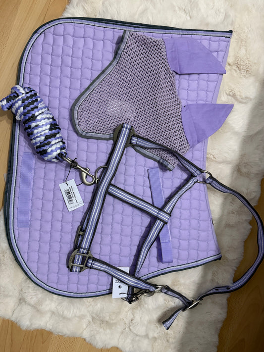 Zestaw promocyjny: Horze czaprak, nauszniki, kantar i uwiąz, fioletowy 24h