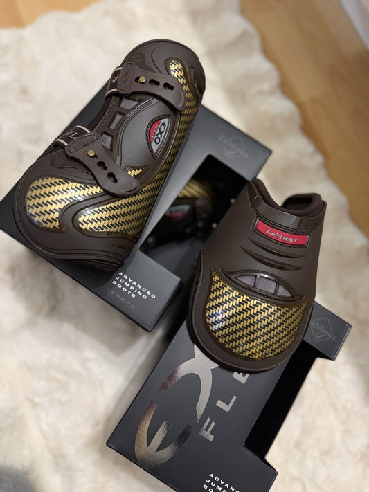 Zestaw promocyjny: LeMieux ochraniacze skokowe Exo-Flex, przody+tyły, brązowe 24h