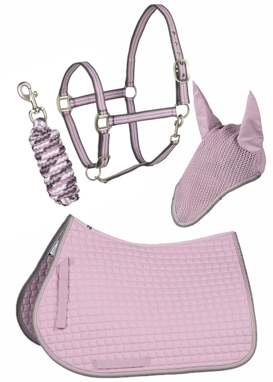 Zestaw promocyjny: Horze czaprak, nauszniki, kantar i uwiąz, Dawn Pink 24h