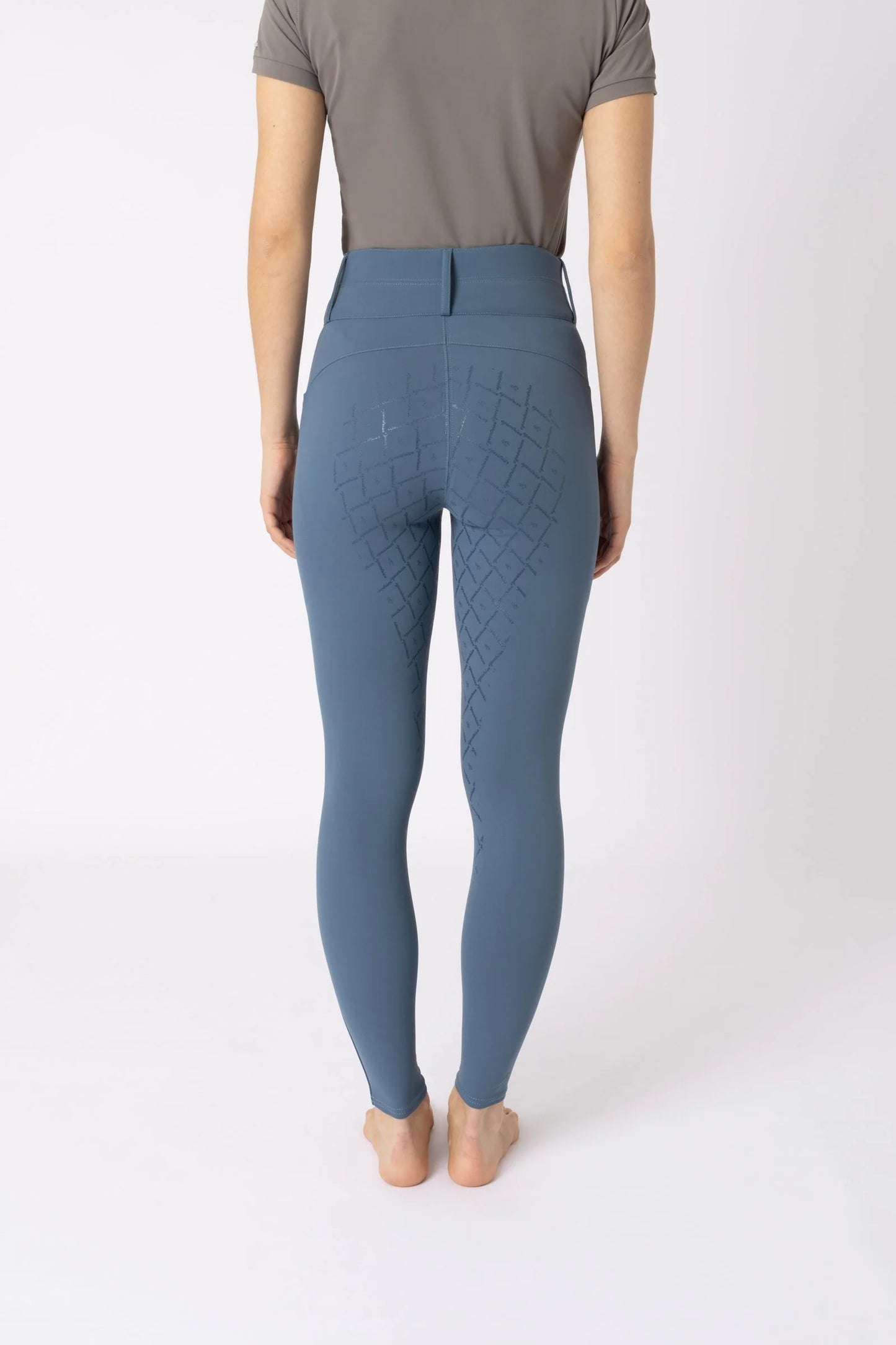 Horze bryczesy Sophie z wysokim stanem i pełnym lejem, niebieskie