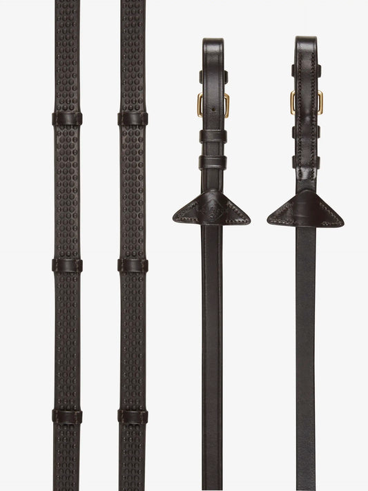 LeMieux wodze gumowe ze stoperami "Soft", ciemny brąz/złoty