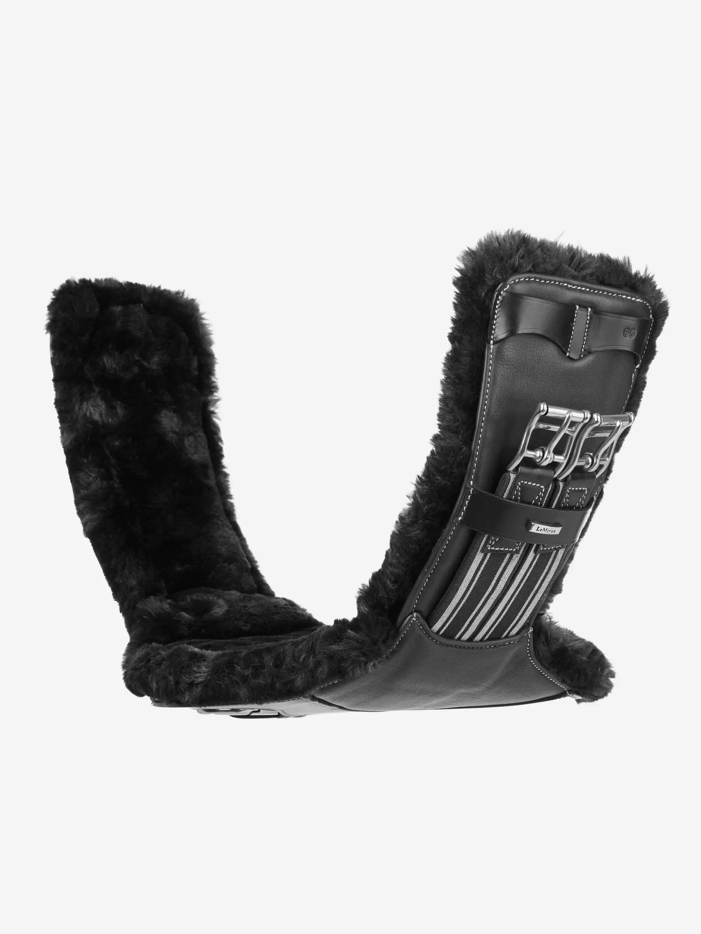 LeMieux krótki popręg z fartuchem i futrem Arika Simuwool Contoured, czarny