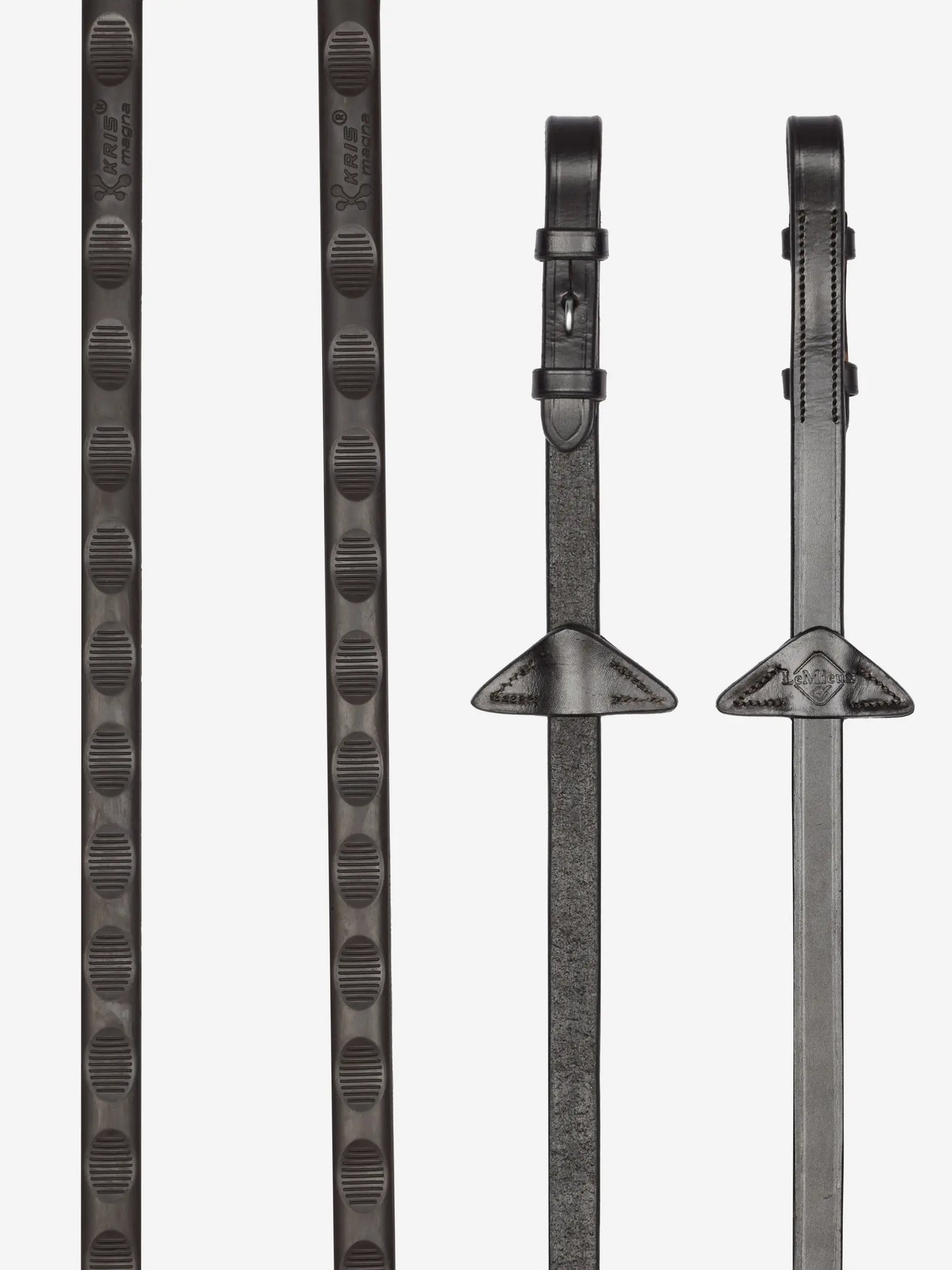 LeMieux wodze gumowe "Magna Grip", ciemny brąz/srebrny