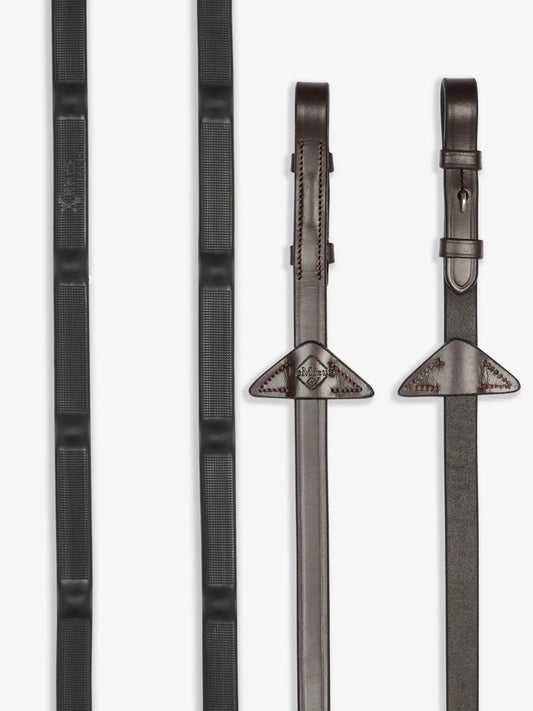 LeMieux wodze gumowe "Ergo Grip", Havana/srebrny