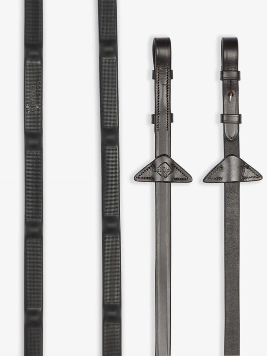 LeMieux wodze gumowe "Ergo Grip", ciemny brąz/srebrny