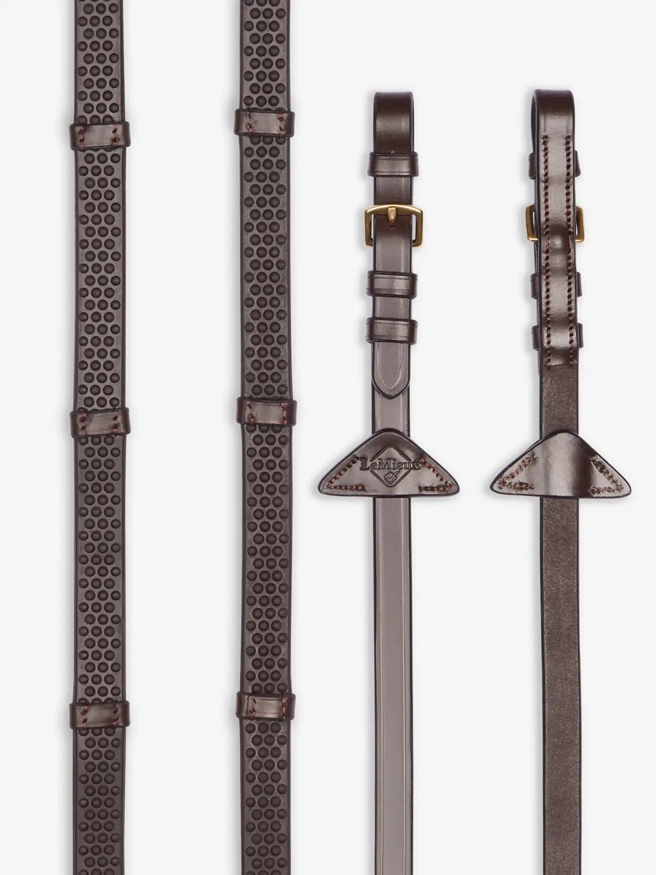 LeMieux wodze gumowe ze stoperami "Soft", Havana/złoty