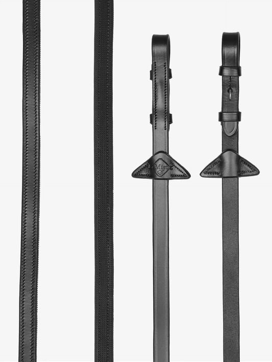 LeMieux wodze skórzano-gumowe "Half-Lined", czarny/srebrny