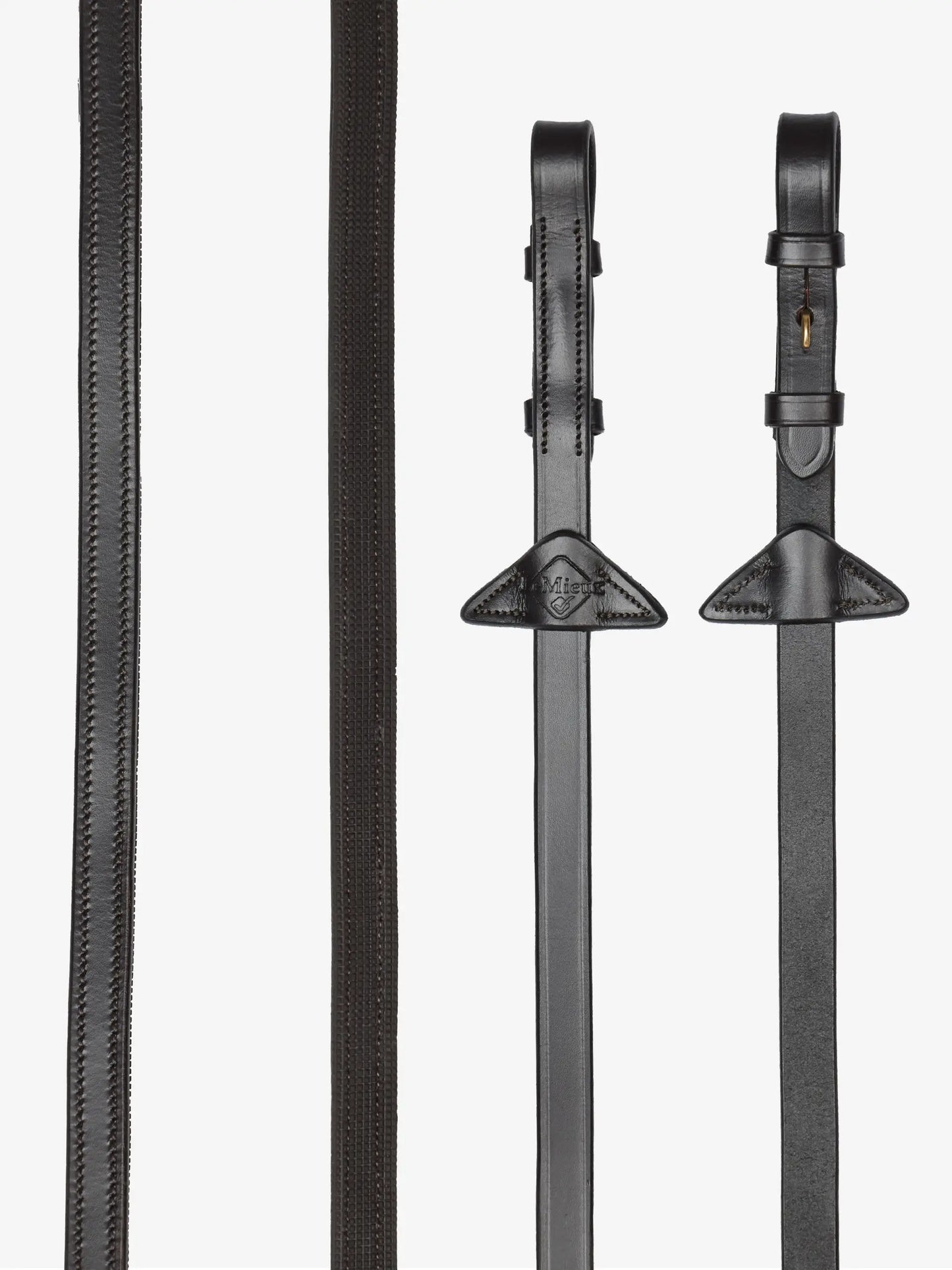 LeMieux wodze skórzano-gumowe "Half-Lined", ciemny brąz/złoty