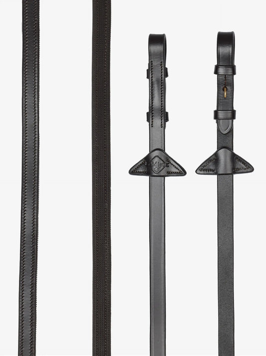 LeMieux wodze skórzano-gumowe "Half-Lined", ciemny brąz/złoty