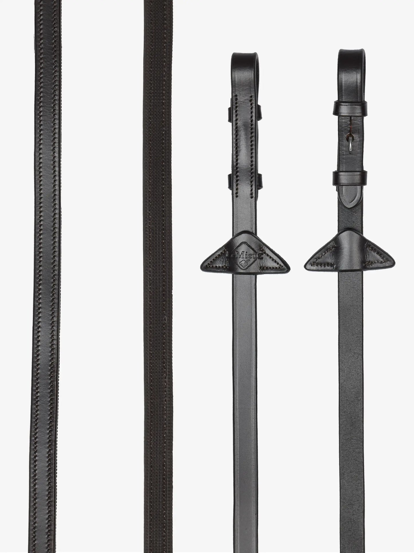 LeMieux wodze skórzano-gumowe "Half-Lined", ciemny brąz/srebrny