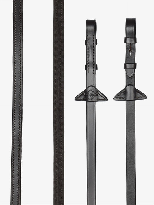 LeMieux wodze skórzano-gumowe "Half-Lined", ciemny brąz/srebrny